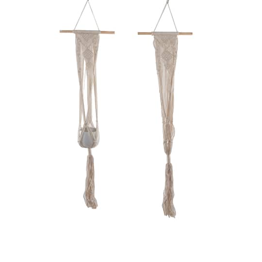 Flora Bunda® 33" Hanging Macramé Planter Hanger in White | 33" x 15.75" x 1.25" | Michaels®